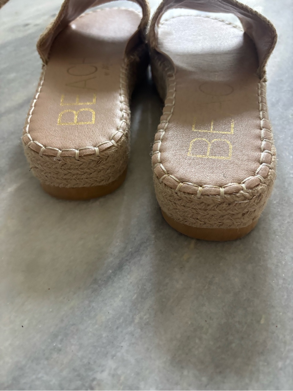 BEACH by Matisse Neutral Woven Platform Slide Sandals in Beige - Picture 4 of 6